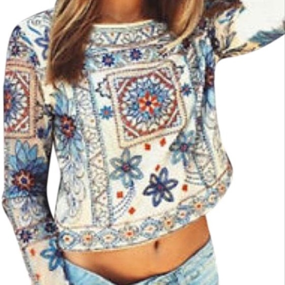 Zara Beaded Mesh Crop Top